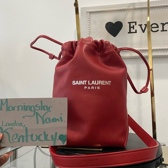Saint Laurent Red Mini Drawstring Bag - Picture 1 of 1